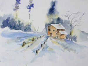 Mökki talvimaisemassa – kurssityö